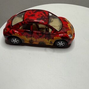 Red Floral Kids Toy Car - Decorative Beetle Style
